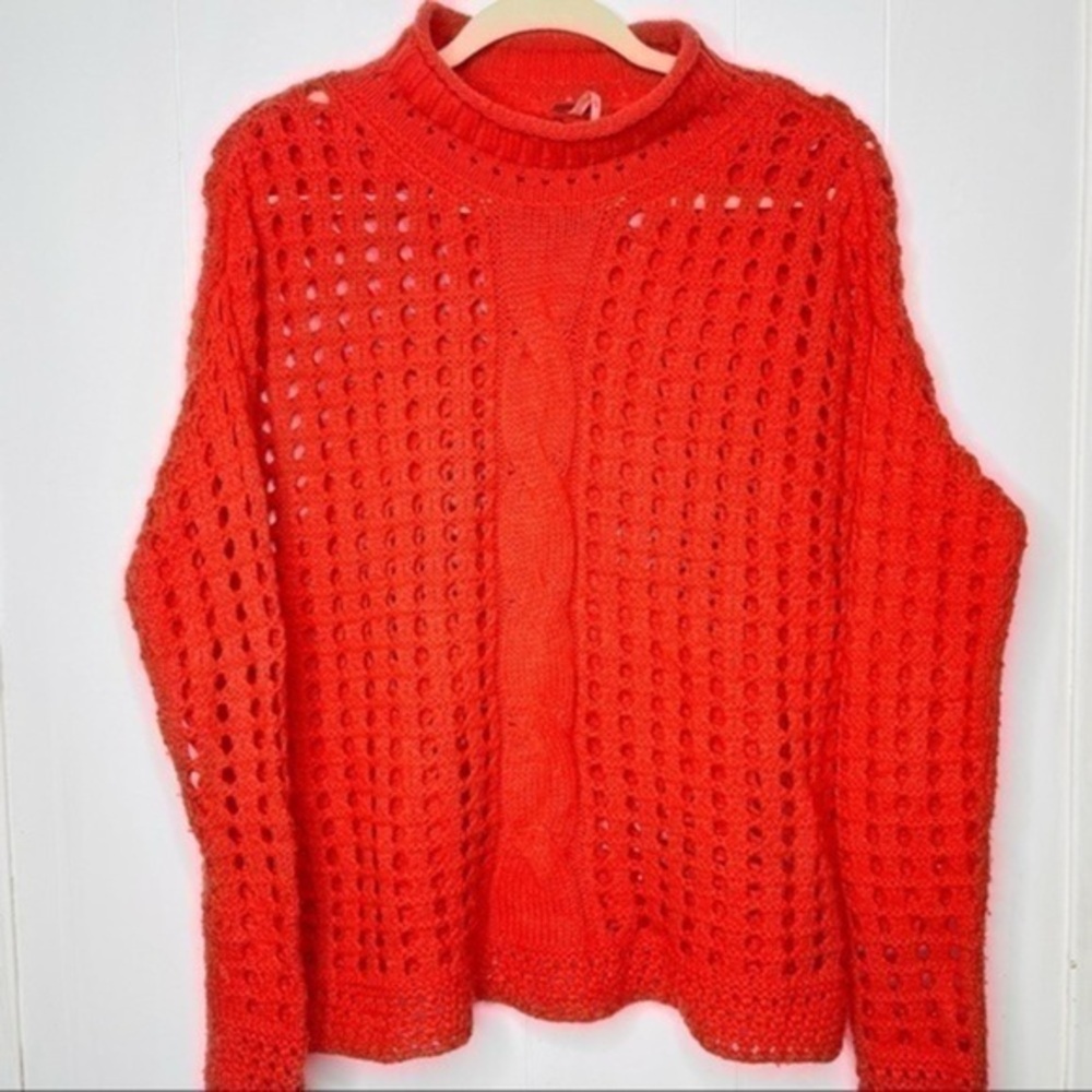 Free People Orange See Through Sweater